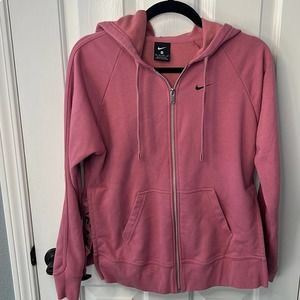 Nike pink zip-up hooded sweatshirt w/ side slit pockets Size - XSmall